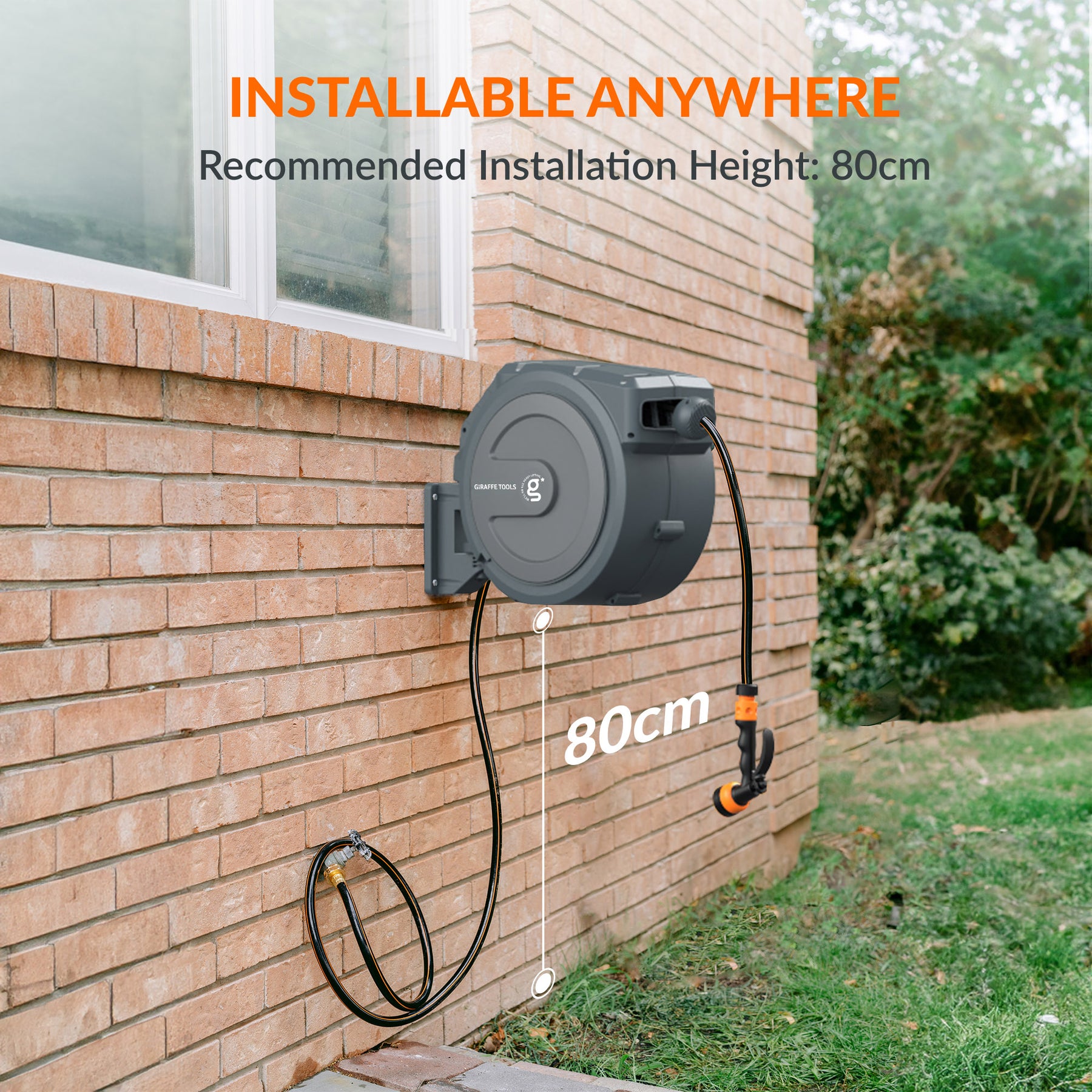 Retractable Garden Hose Reel-1/2in-installation height