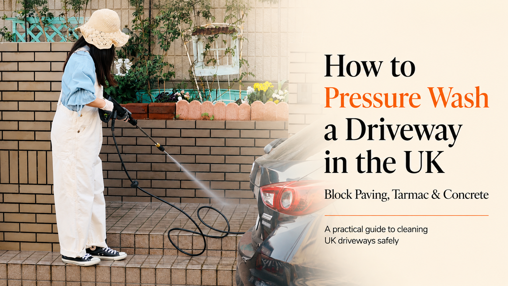 pressure washing a driveway