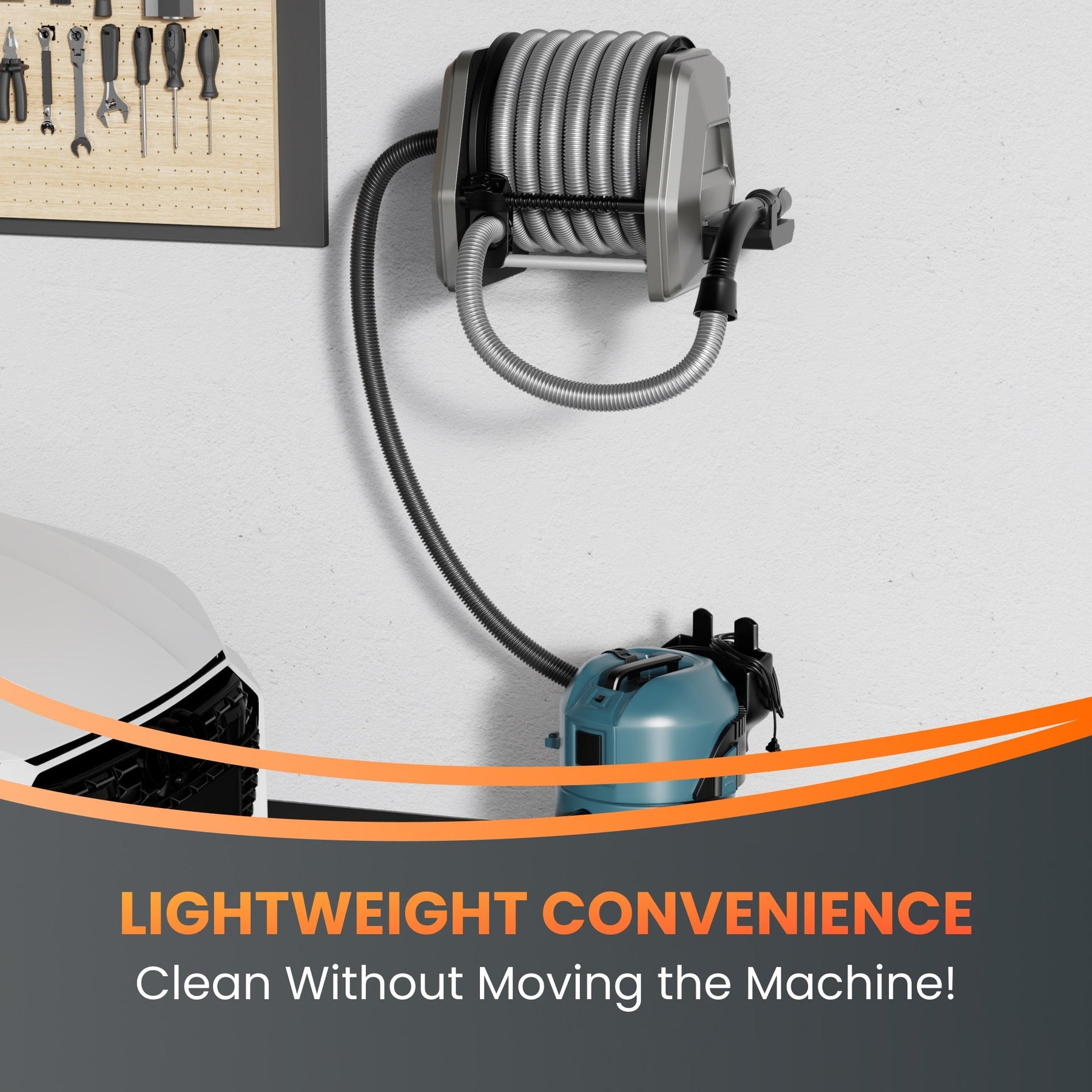 Giraffe Tools Retractable Vacuum Extension Hose Reel - Lightweight Convenience
