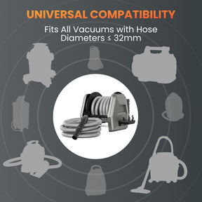 Giraffe Tools Retractable Vacuum Extension Hose Reel - Universal Compatibility with hose diameters ≤32mm