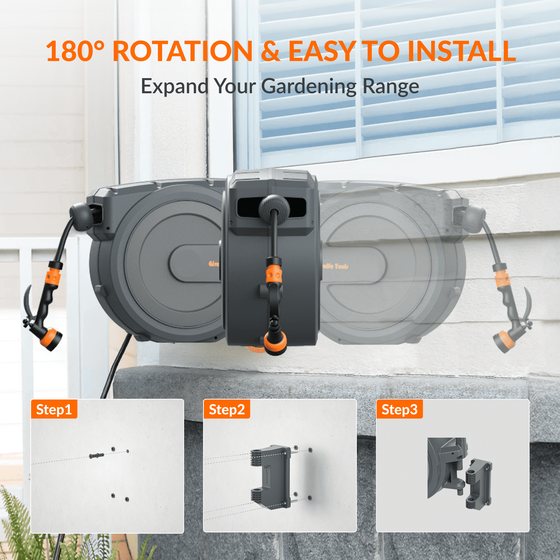 Retractable Garden Hose Reel-1/2in-35m