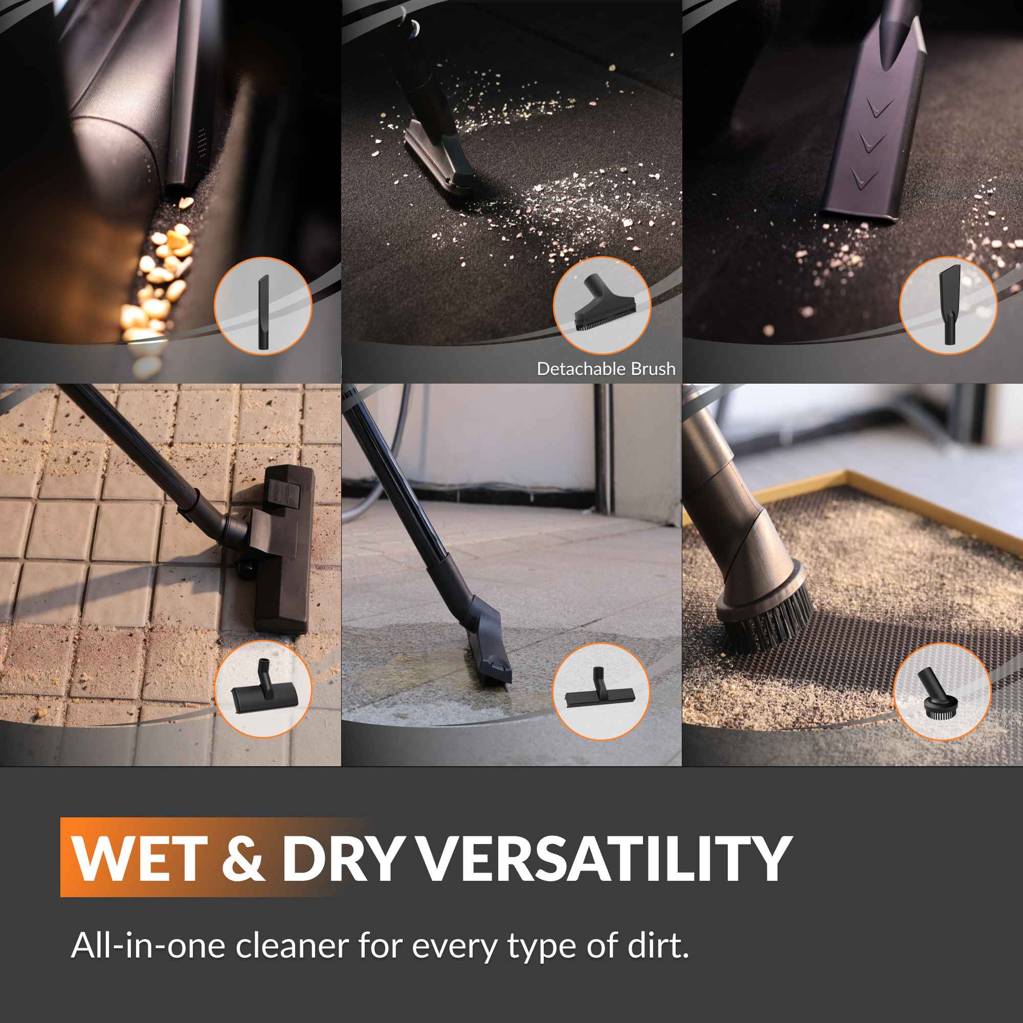 Grandstorm Retractable Vacuum Cleaner 6 attachments Features